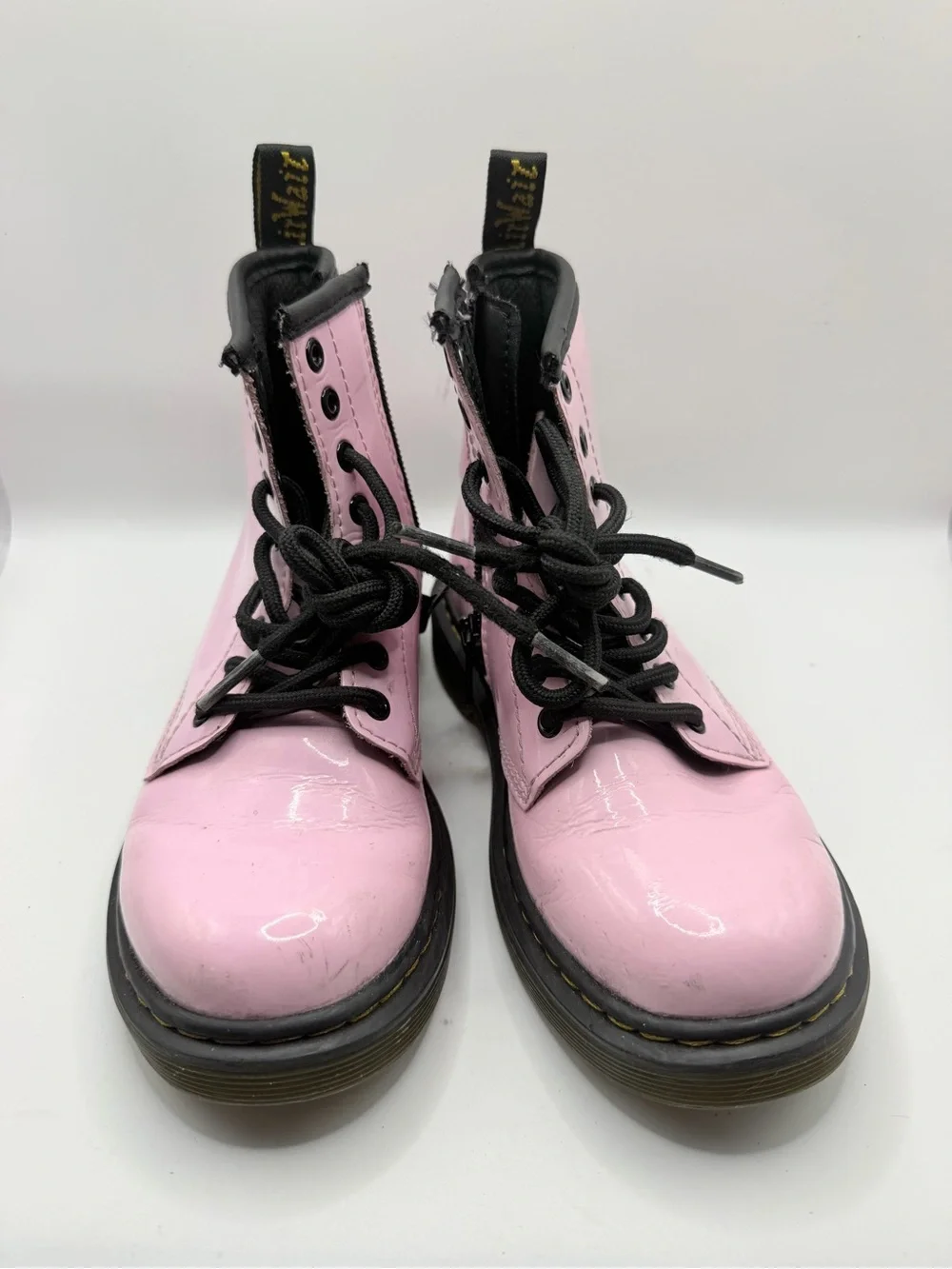 Dr. Martens Pink Lace-Up Kids Boots with Black Trim